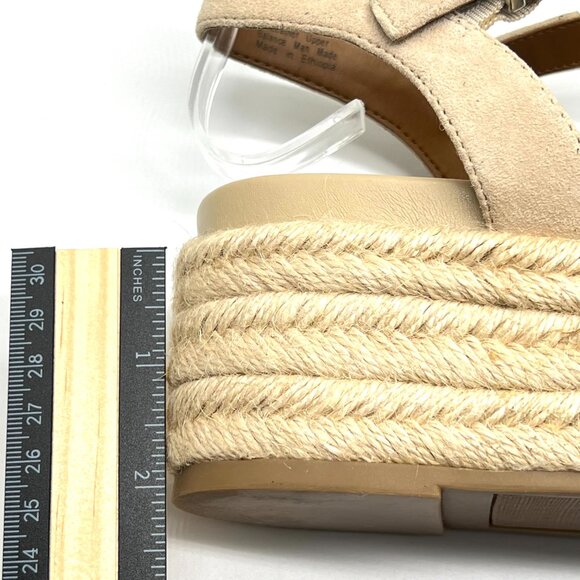 Franco Sarto 10M Tennia Beige Suede Leather Platform Espadrilles Sandals‎ Shoes - Picture 12 of 15